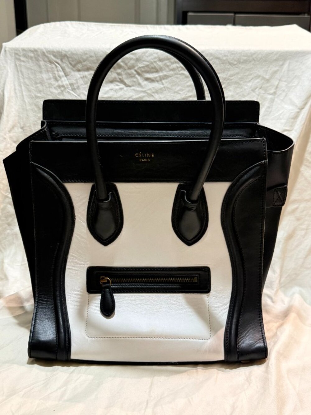 Celine Mini Luggage Tote Black White Bicolor Calfskin Phoebe Philo Era